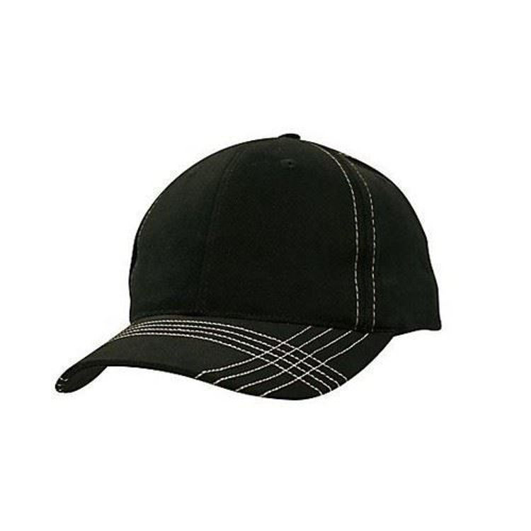 Picture of Brushed Heavy Cotton Cap with contrast cross stitch on peak