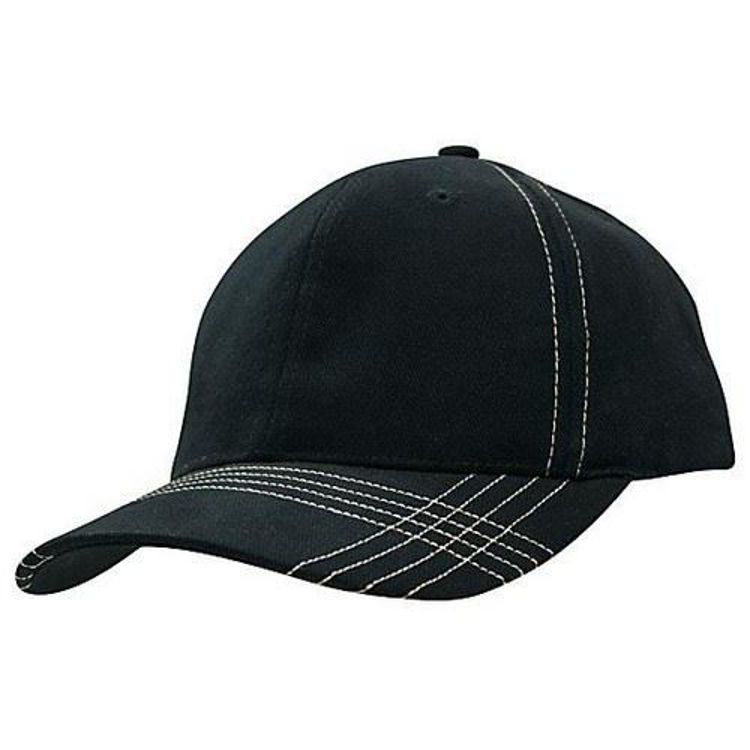 Picture of Brushed Heavy Cotton Cap with contrast cross stitch on peak