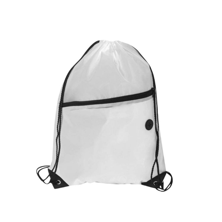 Picture of Polyester Drawstring Bag with Zippered Pocket