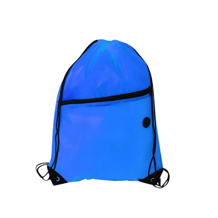 Picture of Polyester Drawstring Bag with Zippered Pocket