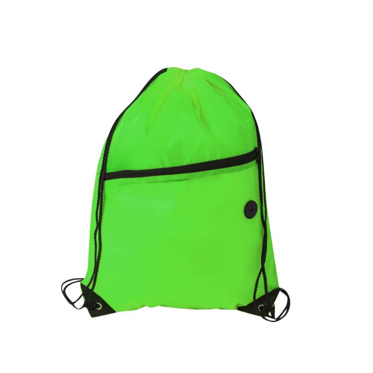 Picture of Polyester Drawstring Bag with Zippered Pocket