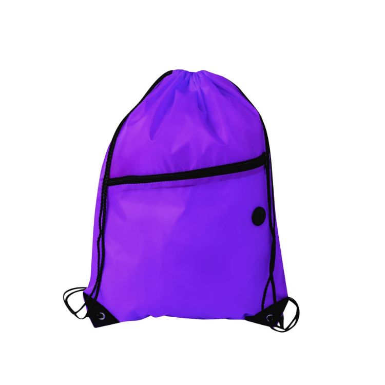 Picture of Polyester Drawstring Bag with Zippered Pocket