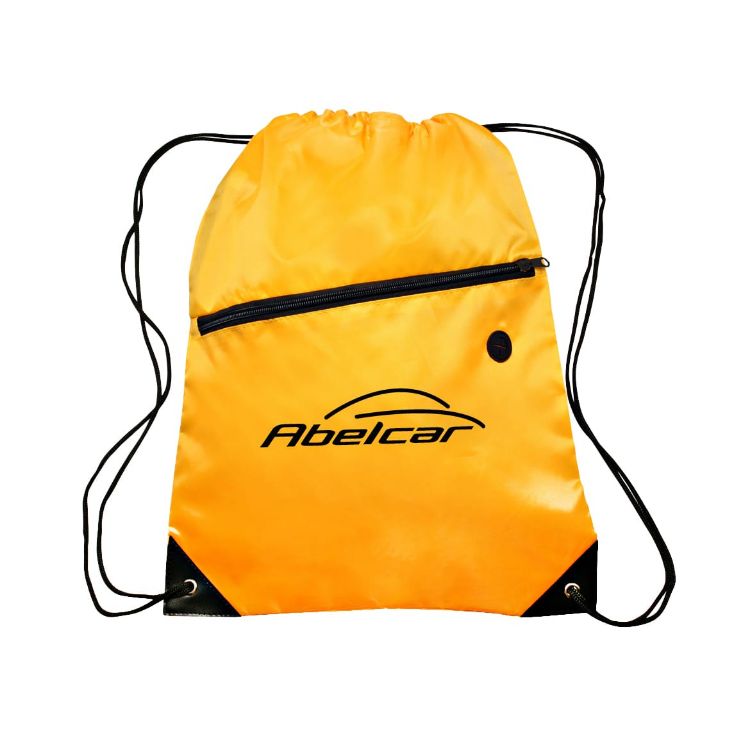 Picture of Polyester Drawstring Bag with Zippered Pocket