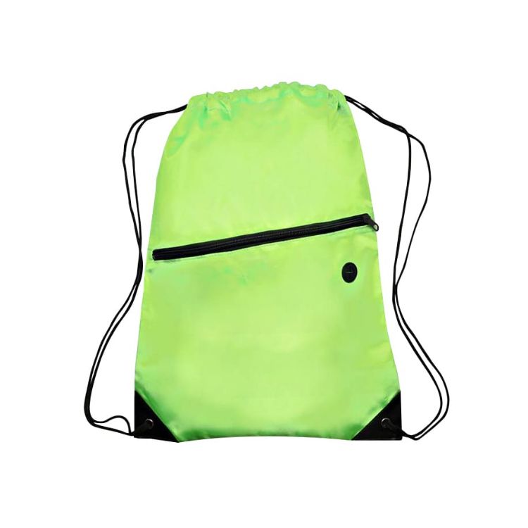 Picture of Polyester Drawstring Bag with Zippered Pocket