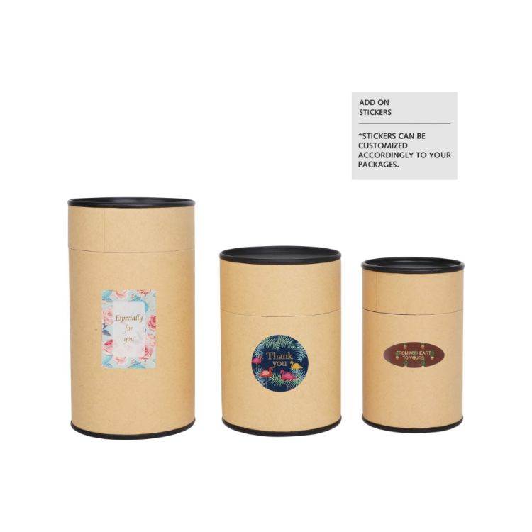 Picture of Medium Kraft Paper Cylinders with Black Lid (65 x 90mm)
