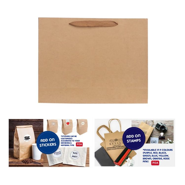 Picture of Large Crosswise Paper Bag with Fabric Flat Handle(320 x 250 x 110mm)