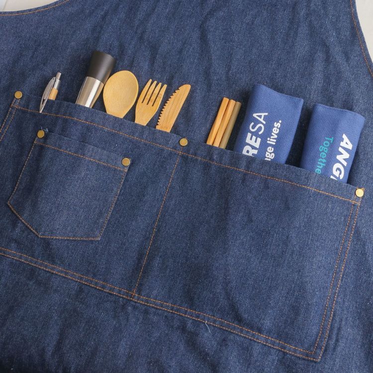 Picture of Poly-Cotton Denim Full Bib Apron With Neck Strap