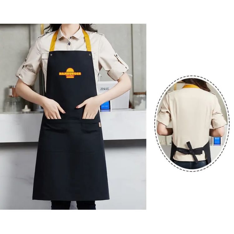 Picture of Poly-Cotton Canvas Full Bib Apron With Colour Neck Strap