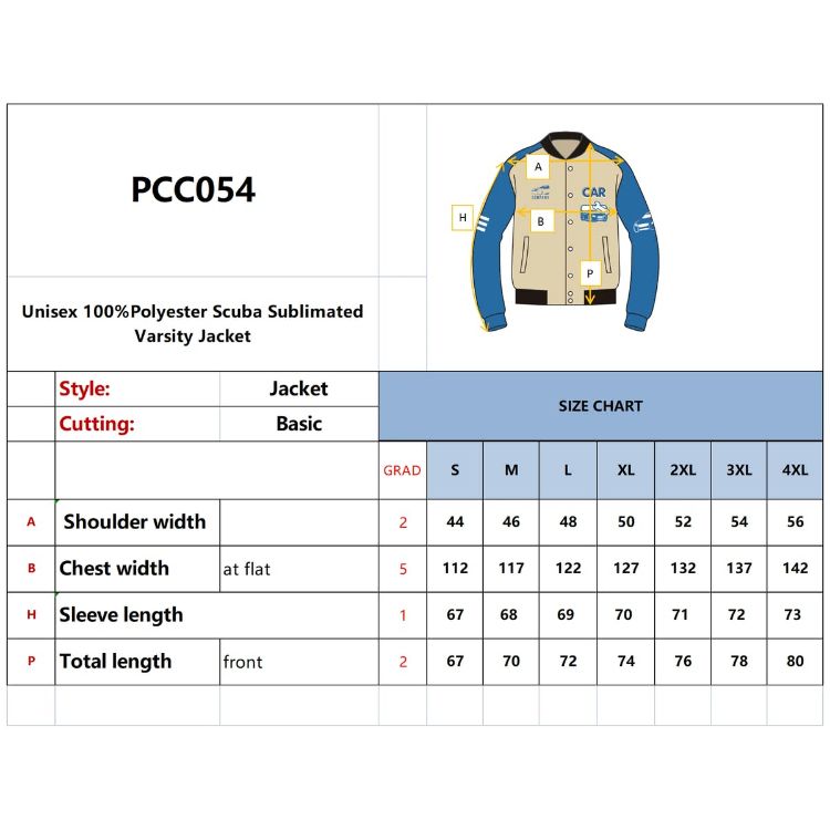 Picture of Unisex Polyester Scuba Sublimated Varsity Jacket