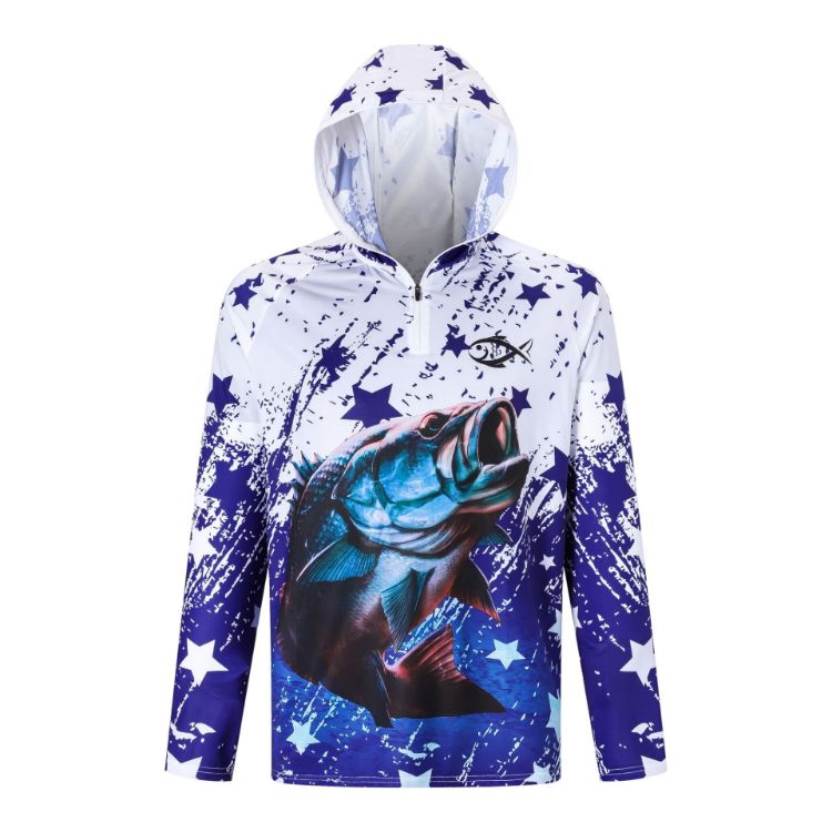 Picture of Men's Polyester Spandex Sublimated 1/4 Zip Fishing Hood Shirt