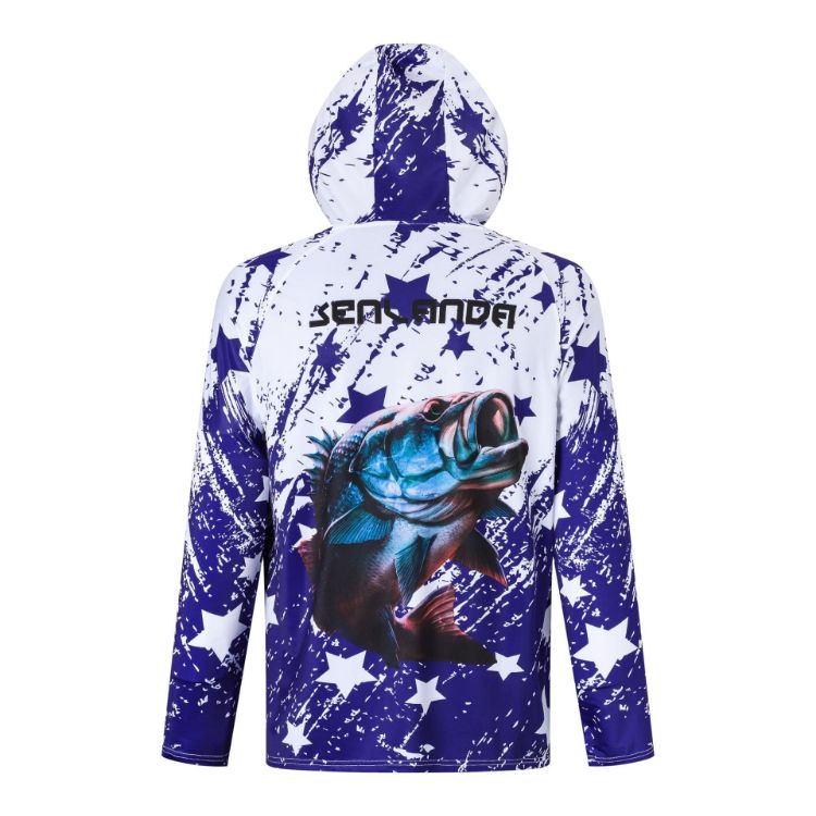 Picture of Men's Polyester Spandex Sublimated 1/4 Zip Fishing Hood Shirt