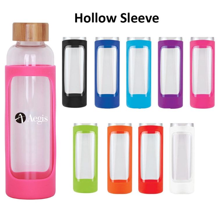 Picture of 550ml Glass Drink Bottle with Bamboo Lid