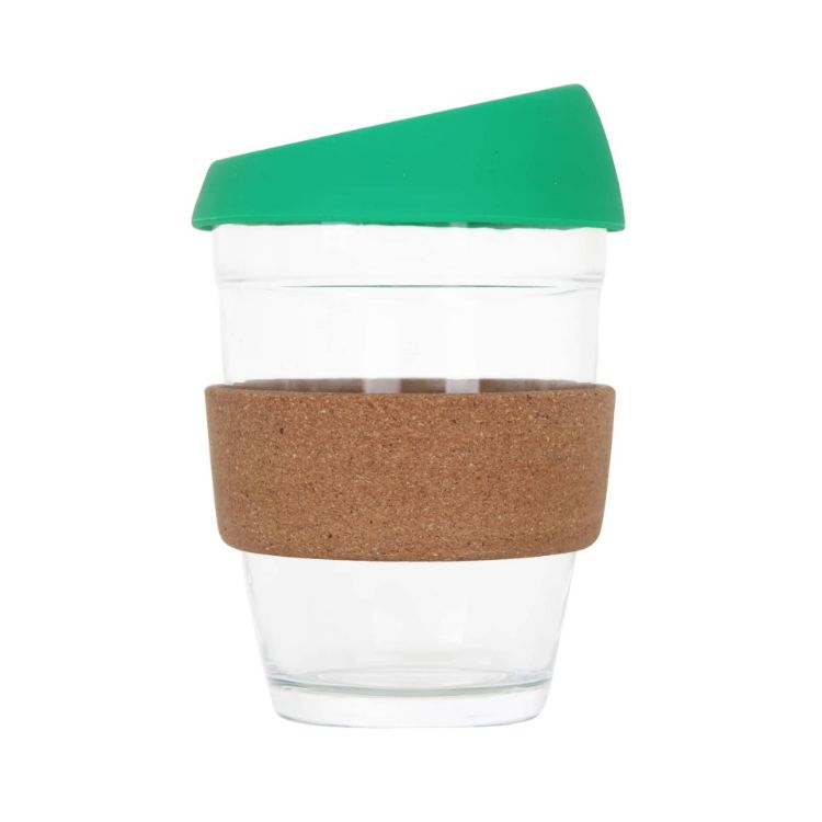 Picture of 12 OZ Reuasble Glass Coffee Cup with Cork Band