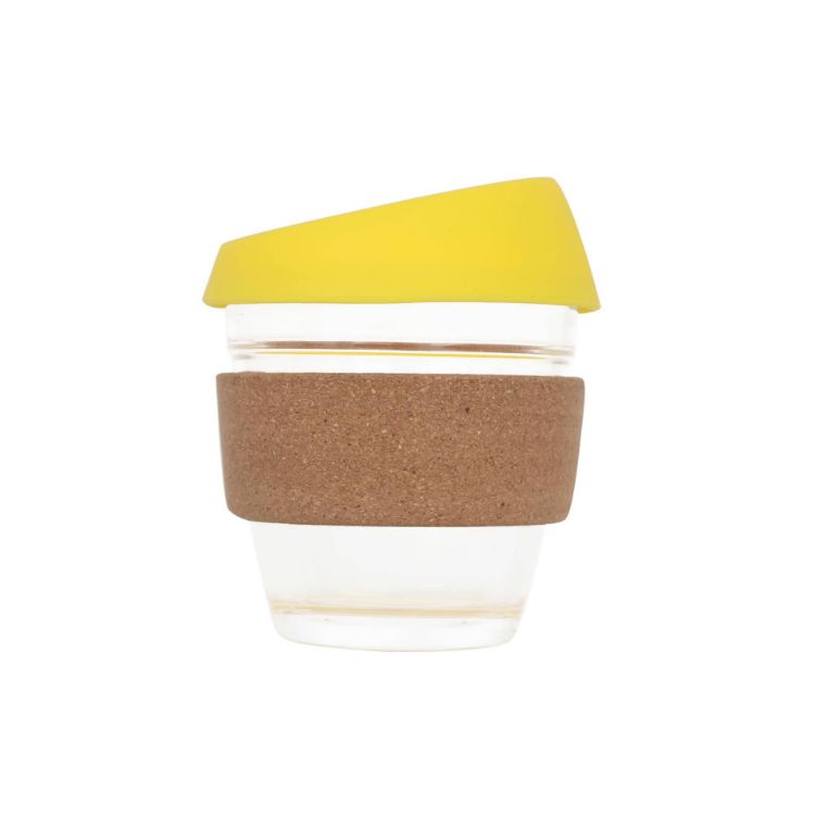 Picture of 8 OZ Reusable Glass Coffee Cup with Cork Band