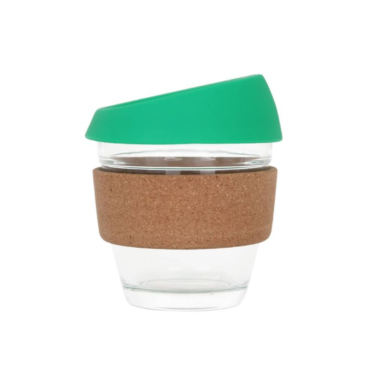 Picture of 8 OZ Reusable Glass Coffee Cup with Cork Band