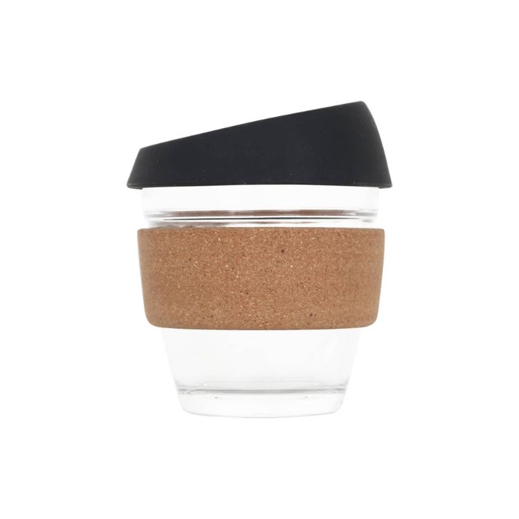 Picture of 8 OZ Reusable Glass Coffee Cup with Cork Band