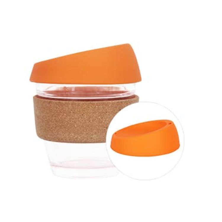 Picture of 8 OZ Reusable Glass Coffee Cup with Cork Band