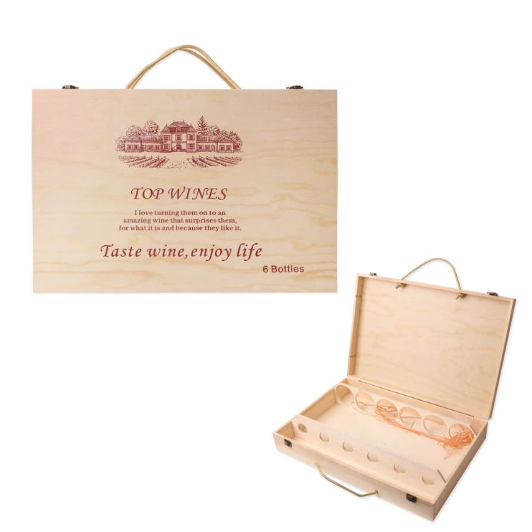 Picture of Six Bottles Vintage Wooden Wine Box