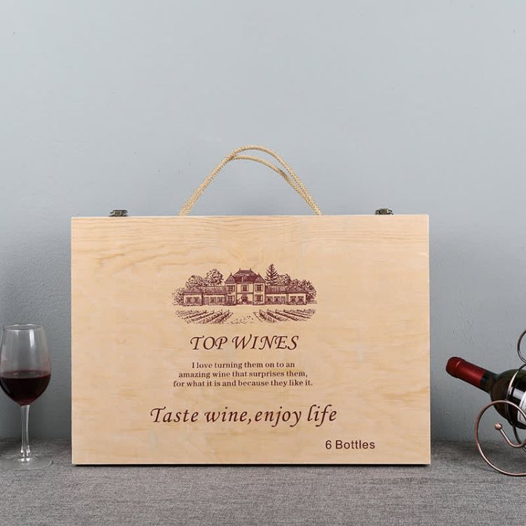 Picture of Six Bottles Vintage Wooden Wine Box