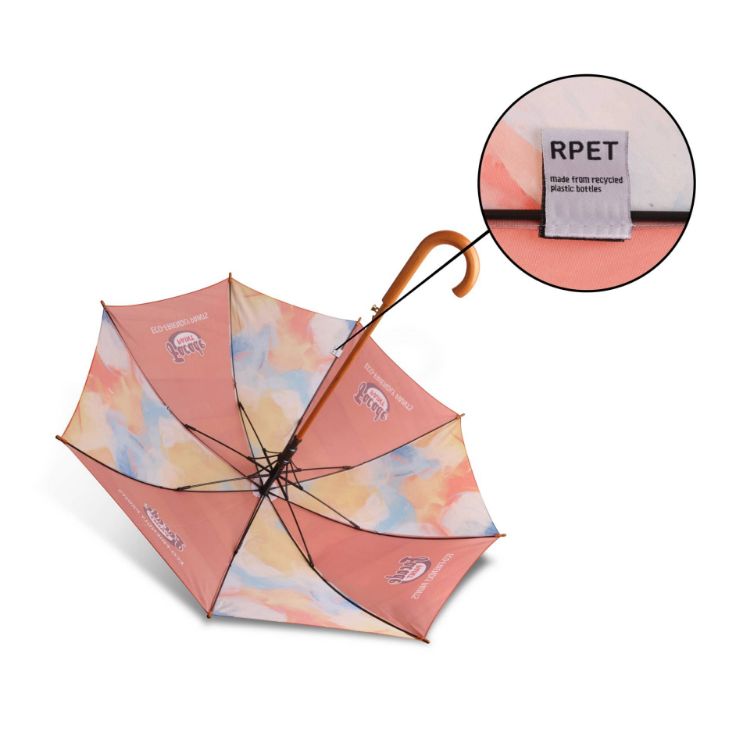 Picture of RPET Wooden Umbrella with Curved Handle