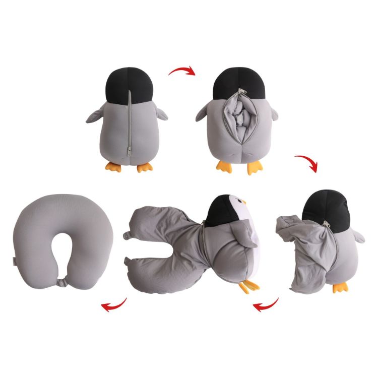 Picture of Penguin Shaped 2 In 1 Travel Pillow