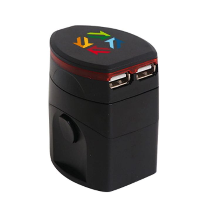 Picture of Light-up Universal Plug Travel Adapter With USB