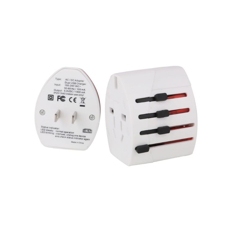 Picture of Light-up Universal Plug Travel Adapter With USB