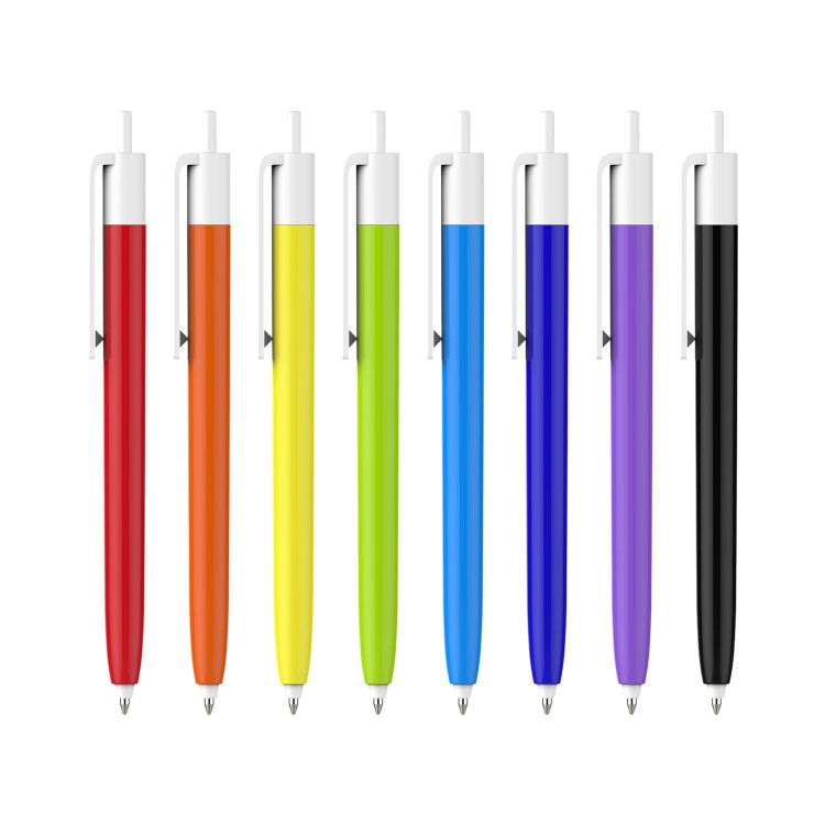 Picture of Push Button Pen - Colour Barrel with Creamy White Cap