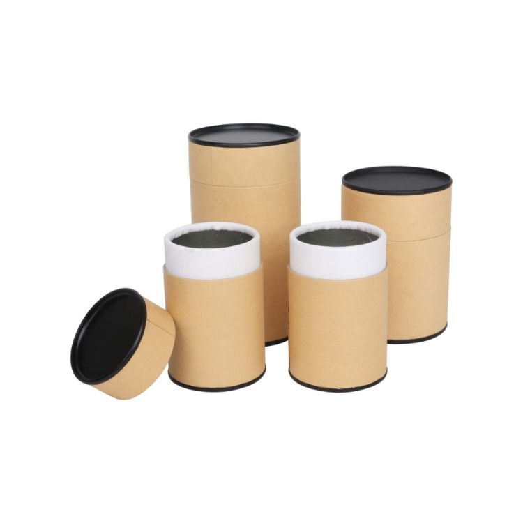 Picture of Large Kraft Paper Cylinders with Black Lid (65 x 130mm)