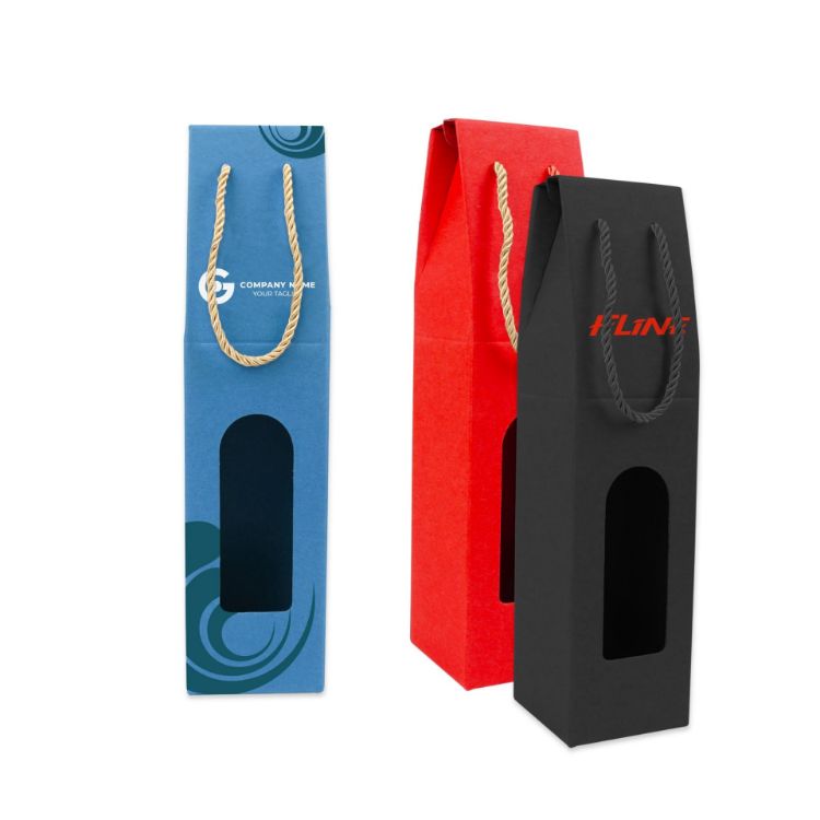 Picture of Single Bottle Wine Box with Rope Handle