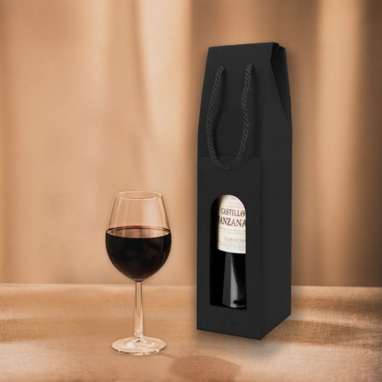 Picture of Single Bottle Wine Box with Rope Handle