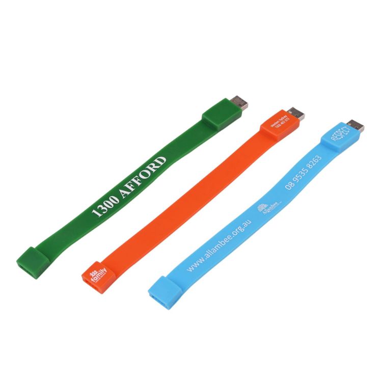 Picture of Rectangular Silicone Wristband Flash Drive