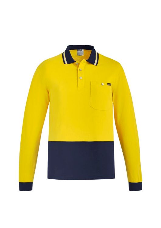 Picture of Mens Hi Vis Cotton Long Sleeve Polo