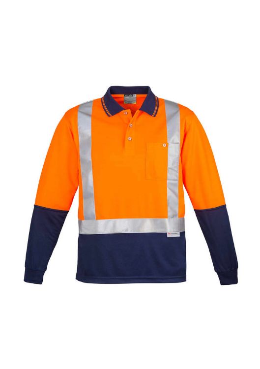 Picture of Mens Hi Vis Spliced Long Sleeve Polo - Shoulder Taped