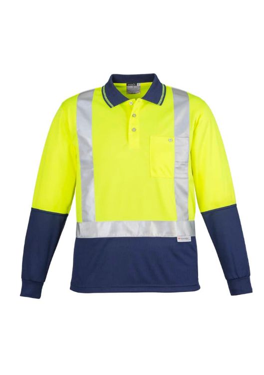 Picture of Mens Hi Vis Spliced Long Sleeve Polo - Shoulder Taped