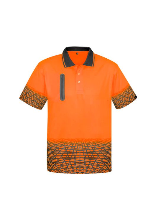 Picture of Mens Hi Vis Tracks Short Sleeve Polo