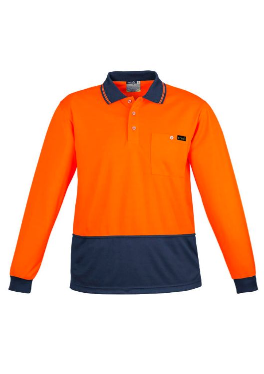 Picture of Mens Hi Vis Comfort Back Long Sleeve Polo