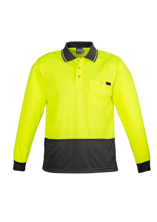 Picture of Mens Hi Vis Comfort Back Long Sleeve Polo