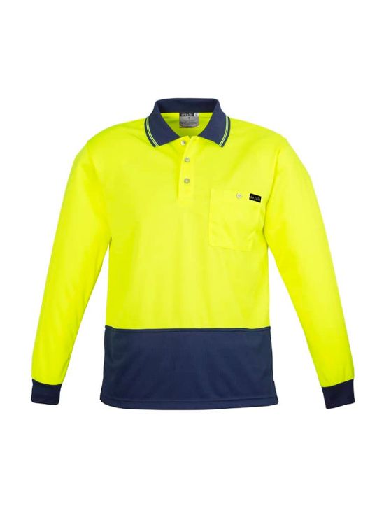 Picture of Mens Hi Vis Comfort Back Long Sleeve Polo