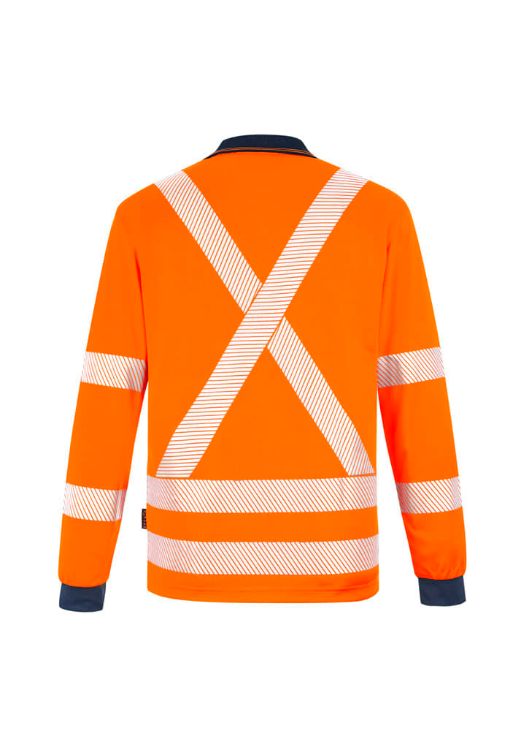 Picture of Unisex Hi Vis X Back NSW Rail Long Sleeve Polo