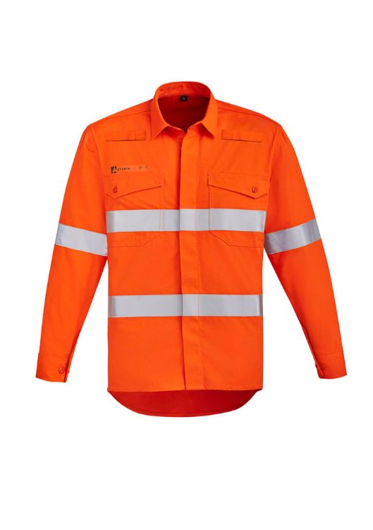 Picture of Mens Orange Flame Hi Vis Open Front Shirt - Hoop Taped