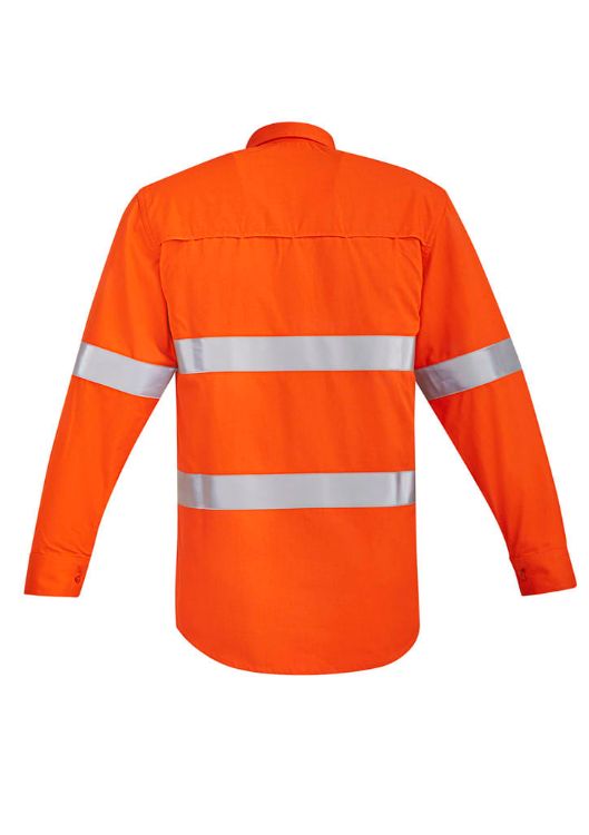 Picture of Mens Orange Flame Hi Vis Open Front Shirt - Hoop Taped