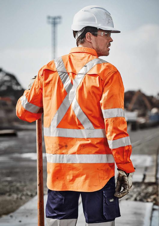 Picture of Mens Hi Vis X Back Taped Long Sleeve Shirt