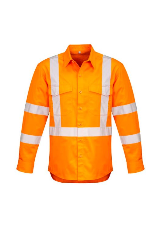 Picture of Mens Hi Vis X Back Taped Long Sleeve Shirt