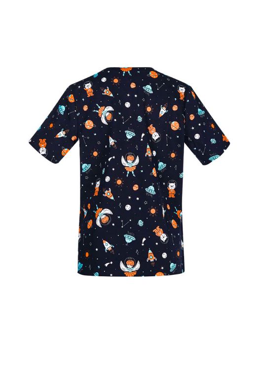 Picture of Womens Printed Space Party Scrub Top