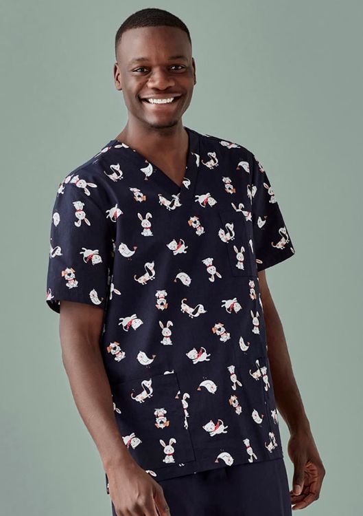 Picture of Mens Printed Best Friends Scrub Top