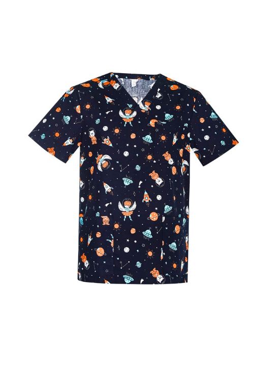 Picture of Mens Printed Space Party Scrub Top