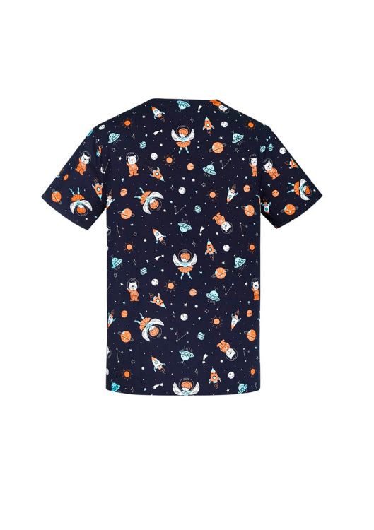 Picture of Mens Printed Space Party Scrub Top