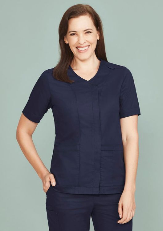 Picture of Womens Parks Zip Front Crossover Scrub Top