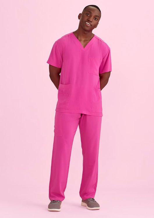 Picture of Unisex Pink V-Neck Scrub Top